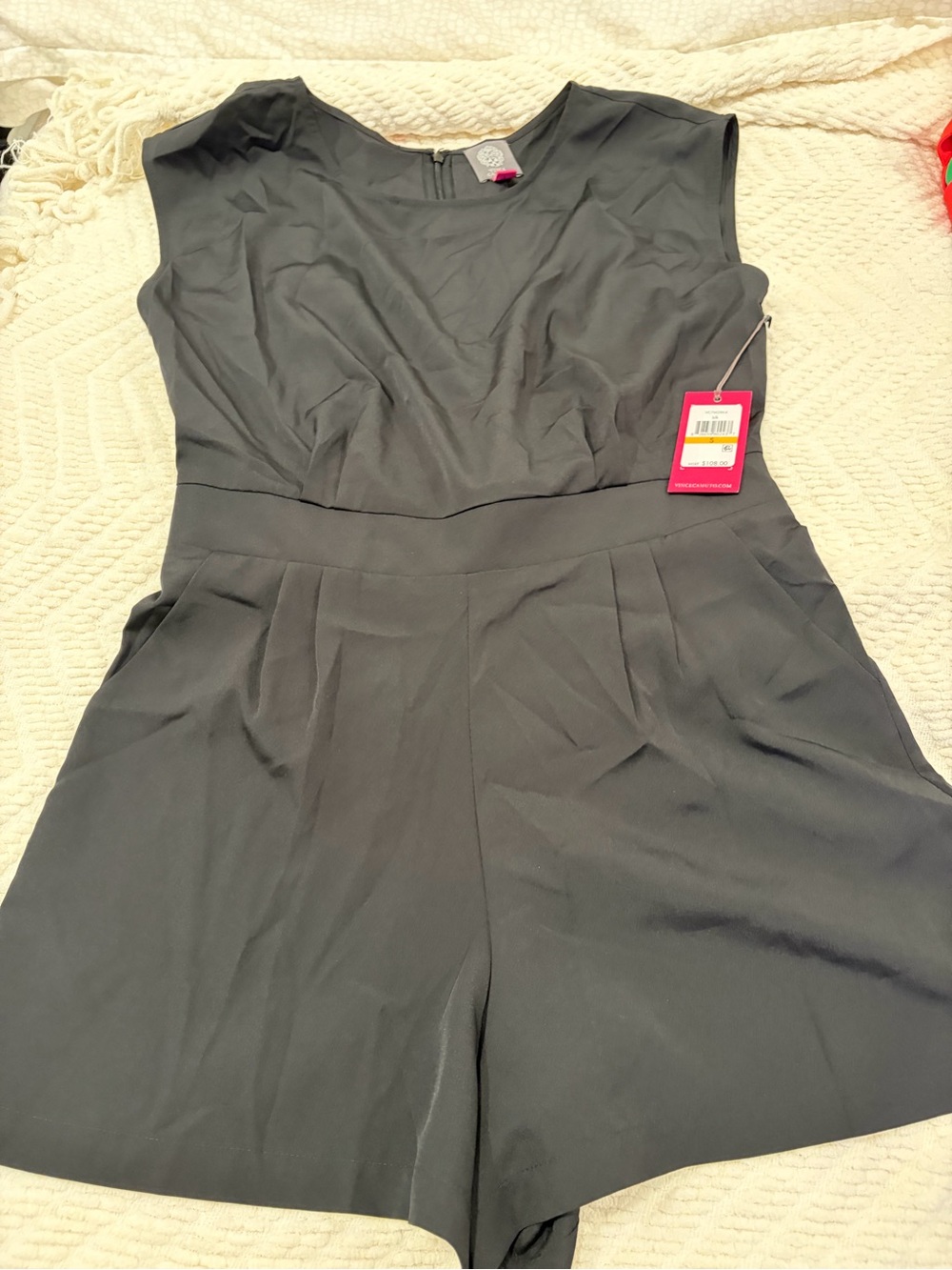 Vince Camuto Charcoal Sleeveless Romper with Tailored Waist